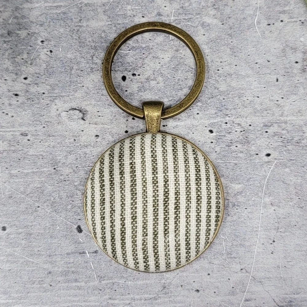New Handmade | Striped Fabric Button Keychain